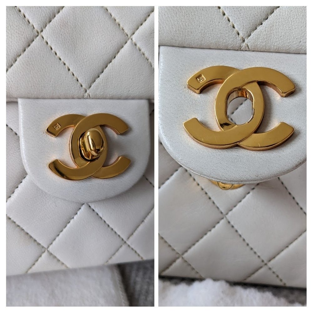 Chanel classic mini flap bag white and gold - Picture 11 of 12